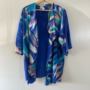 VTG Yolanda Lorente Hand Painted Silk Topper Womens Multicolor Kimono‎ XS/Small